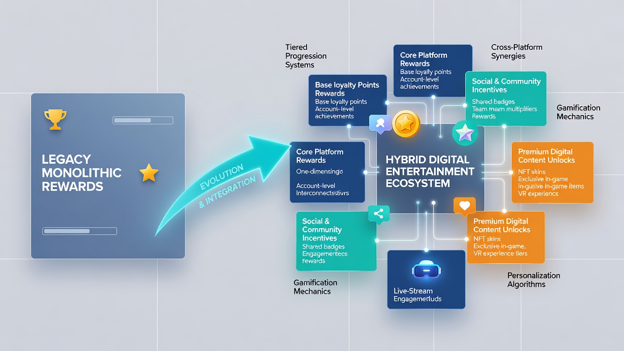 Chart displaying reward layer progression across multiple digital entertainment verticals in hybrid portfolios